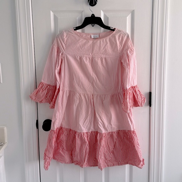 Kohl's Dresses & Skirts - K/Lab Pink and White Striped Flowy Tiered Dress